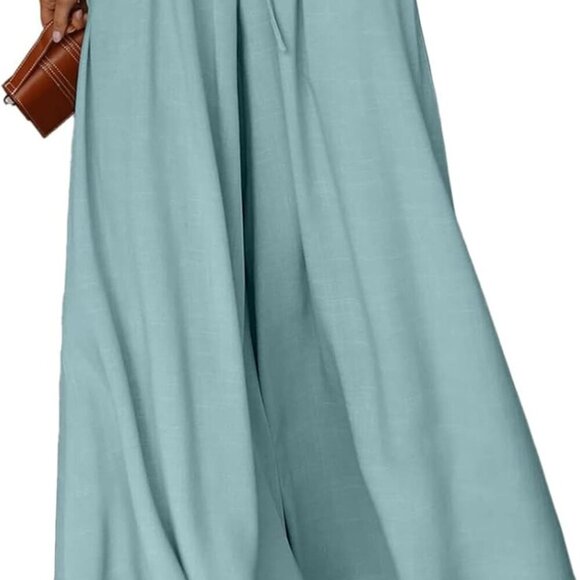 Pants for Women Casual Elastic Waist Wide Leg Pants with Pockets - Picture 1 of 5